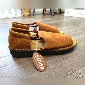 Montego Bay Club Leather Sand Marsh Landing Sandals Brown Womens Size 9.5 NWT